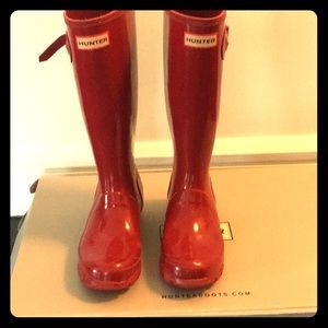 Tall Hunter boots red color